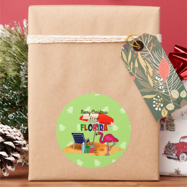 Sticker Rond Joyeux Noël de Floride (vacances)