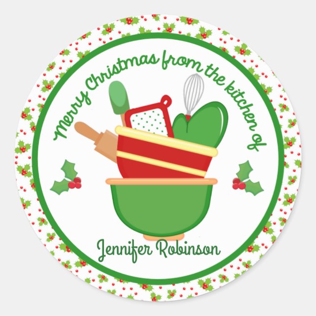 Sticker Rond Joyeux Noël de la cuisine de (Devant)