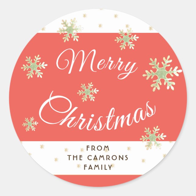 Sticker Rond Joyeux Noël de la famille rouge personnalisée mode (Devant)