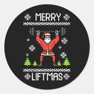 Sticker Rond Joyeux Noël de Levage Noël dégueu Workout Gym Corp