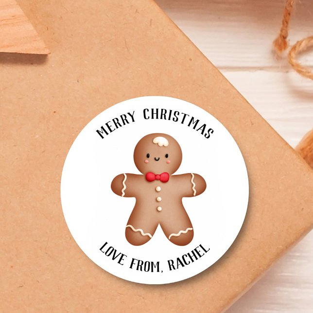 Sticker Rond Joyeux Noël De L'Homme En Pain D'Or Noel Xmas (Créateur téléchargé)