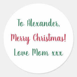 Sticker Rond Joyeux Noël de Maman Rouge et Vert