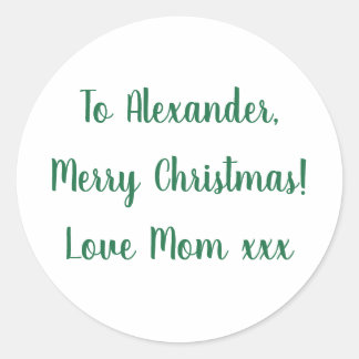 Sticker Rond Joyeux Noël de maman vert minimal