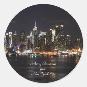 Sticker Rond Joyeux Noël de New York