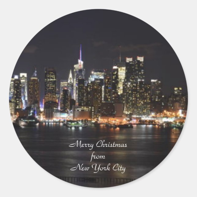 Sticker Rond Joyeux Noël de New York (Devant)