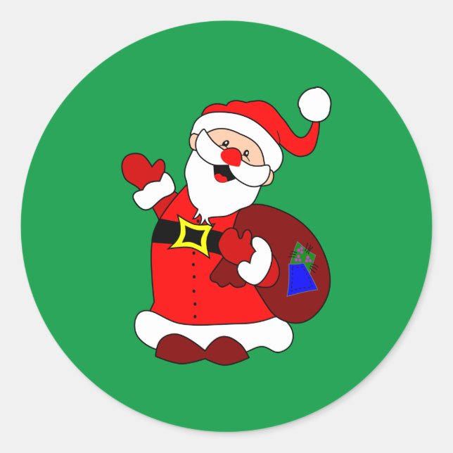 Sticker Rond Joyeux Noël de Père Noël (Devant)