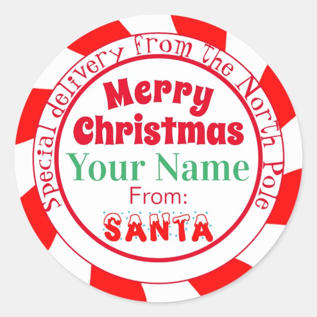 Sticker Rond Joyeux Noël de Père Noël Livraison spéciale (Devant)