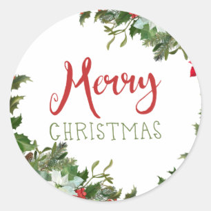 Sticker Rond Joyeux Noël de verdure