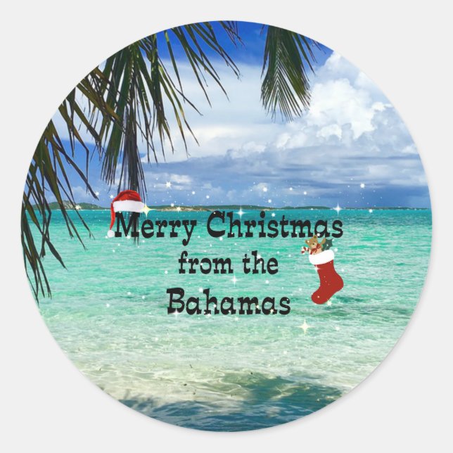 Sticker Rond Joyeux Noël des Bahamas (Devant)