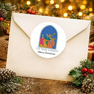 Sticker Rond Joyeux Noël des trois sages