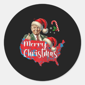 Sticker Rond Joyeux Noël Donald Trump Red Couverture Carte Noël