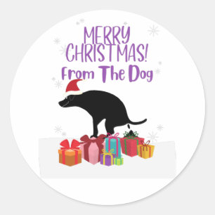 Sticker Rond Joyeux Noël du chien