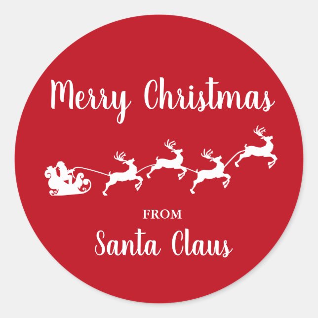 Sticker Rond Joyeux Noël du Père Noël Rouge (Devant)