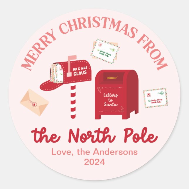 Sticker Rond Joyeux Noël du pôle Nord (Devant)