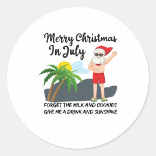 Sticker Rond Joyeux Noël En Juillet