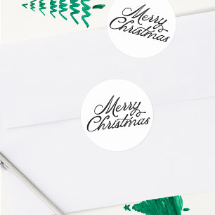 Sticker Rond Joyeux Noël en noir et blanc