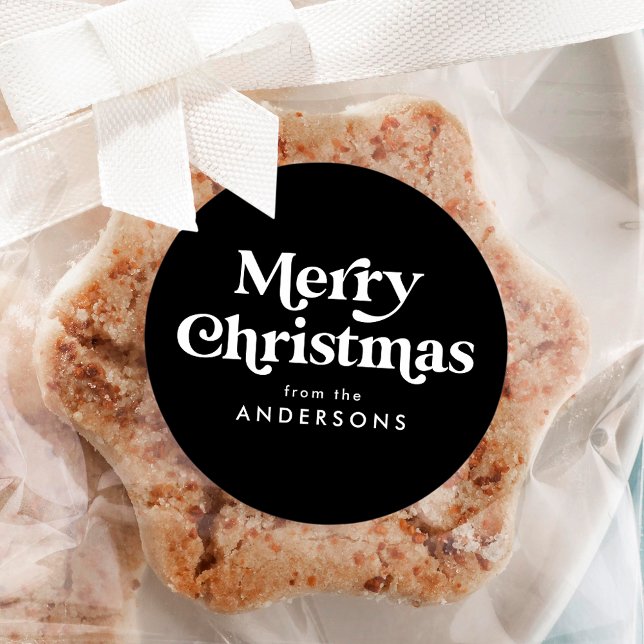 Sticker Rond Joyeux Noël en typographie rétro noir (Créateur téléchargé)