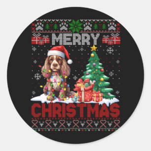 Sticker Rond Joyeux Noël Er Amoureux de les chiens espagnols Vi