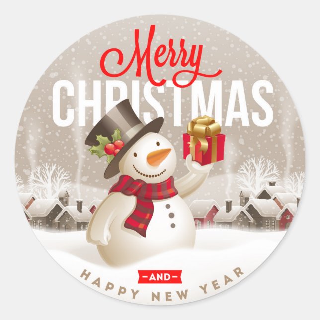 Sticker Rond Joyeux Noël et bonne année (Devant)
