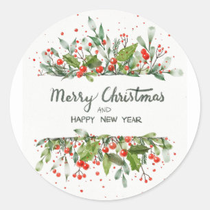 Sticker Rond Joyeux Noël et Bonne Année