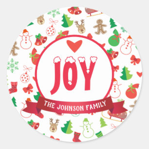 Sticker Rond Joyeux Noël et Bonne Année ! Voeux XMAS