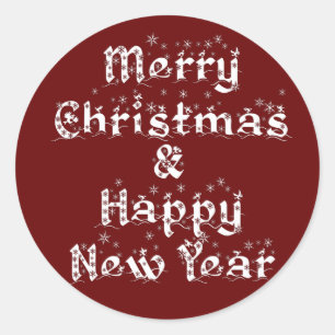 Sticker Rond joyeux noël et heureux nouvelle année classique ro