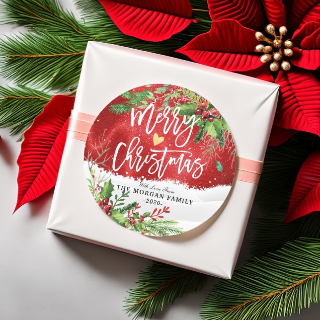 Sticker Rond Joyeux Noël et Joyeux Noël et Joyeux Noël (Créateur téléchargé)