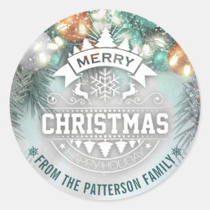 Sticker Rond Joyeux Noël et Joyeux Noël et Joyeux Noël