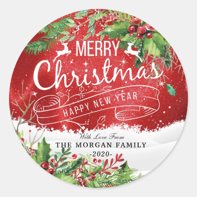Sticker Rond Joyeux Noël et Joyeux Noël et Joyeux Noël (Devant)