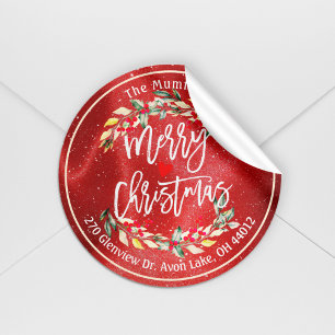 Sticker Rond Joyeux Noël et Joyeux Nouvel An Adresse
