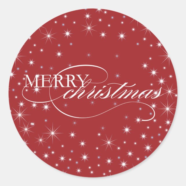 Sticker Rond Joyeux Noël - Étoiles - Sticker, Sceau (Devant)