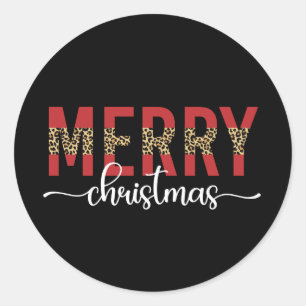 Sticker Rond Joyeux Noël Famille Noël Fête Cadeaux