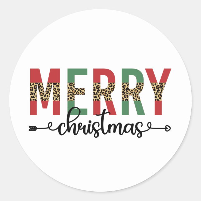 Sticker Rond Joyeux Noël Famille Noël Fête Cadeaux (Devant)