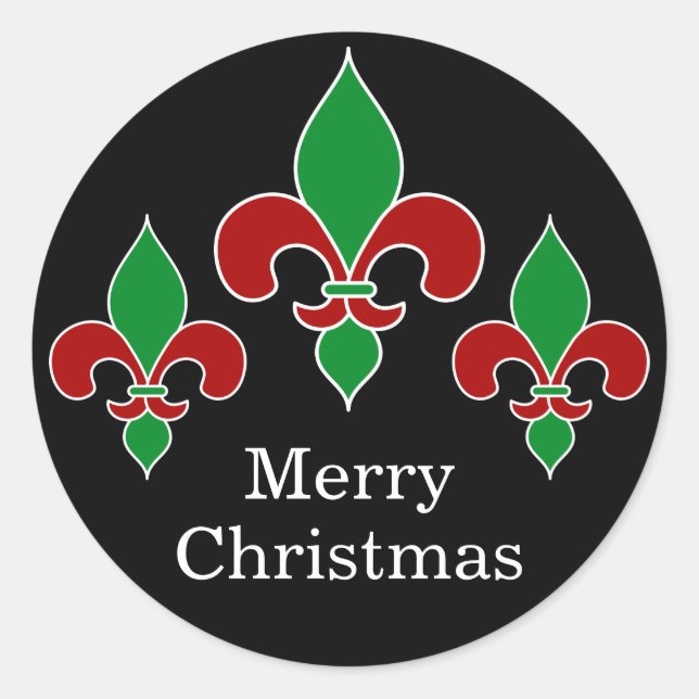 Sticker Rond Joyeux Noël Fleur de Lis Black (Devant)