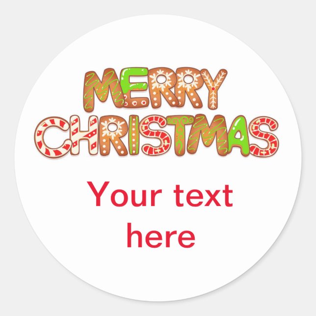 Sticker Rond Joyeux Noël Fun Texte Mots Texte Personnalisé (Devant)