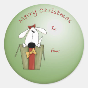 Sticker Rond Joyeux Noël Funny Chien Chien Chien Chien Visage B