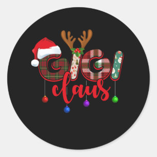 Sticker Rond Joyeux Noël Gigi Claus Paid Père Noël Casquette X