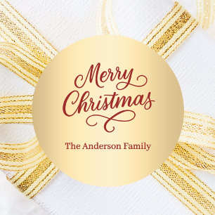 Sticker Rond Joyeux Noël Gold Favors