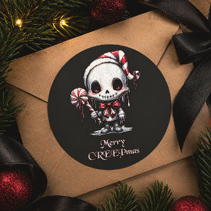 Sticker Rond Joyeux Noël gothique épouvantable