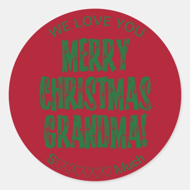 Sticker Rond Joyeux Noël Grand-mère Nous Vous Aimons (Devant)