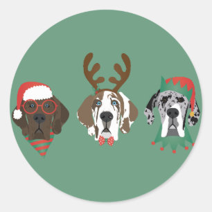 Sticker Rond Joyeux Noël Grands Chiens Danois