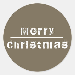 Sticker Rond Joyeux Noël gris et blanc
