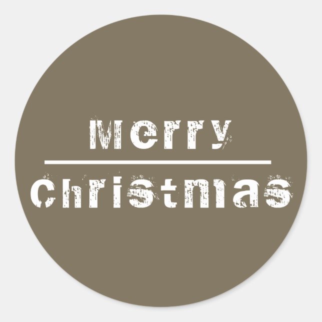 Sticker Rond Joyeux Noël gris et blanc (Devant)