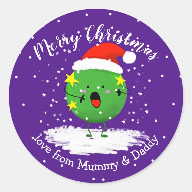 Sticker Rond joyeux Noël ha-pea cadeau emballage cadeau cadeau (Devant)