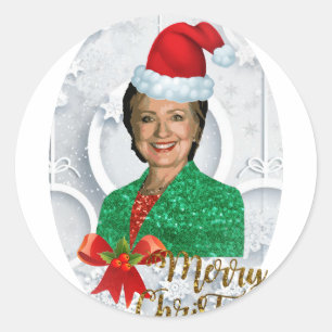 Sticker Rond joyeux Noël Hillary clinton