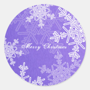Sticker Rond Joyeux Noël Indigo Snowflake Script minimaliste