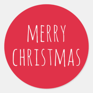Sticker Rond Joyeux Noël   Jolie Fête Rouge d'Hiver