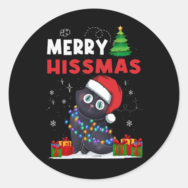 Sticker Rond Joyeux Noël Joyeux Hissmas Père Noël Amoureux des  (Devant)