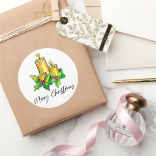 Sticker Rond Joyeux Noël Joyeux Jaune Et Bonne Année