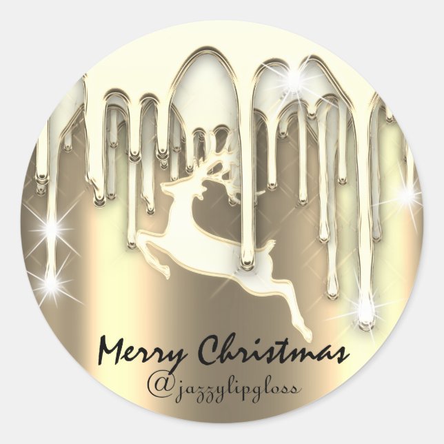 Sticker Rond Joyeux Noël Joyeux Joyeux Vacances De Lits D'Or (Devant)